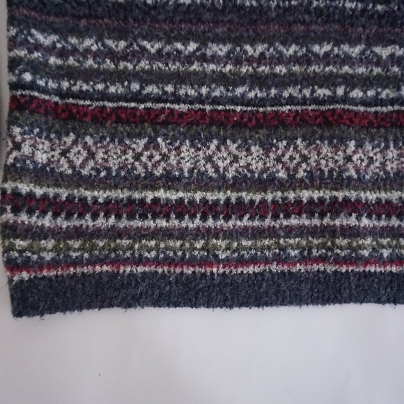 Vintage Arizona Jean Company Fair Isle Knit Sweater Gray Red Cozy Cabincore L - Picture 6 of 9